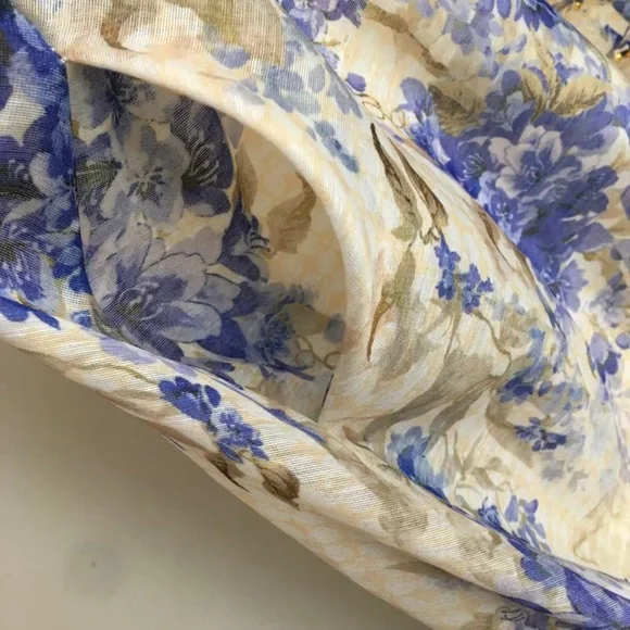 Zimmermann Cream & Blue Floral Corset Midi Dress